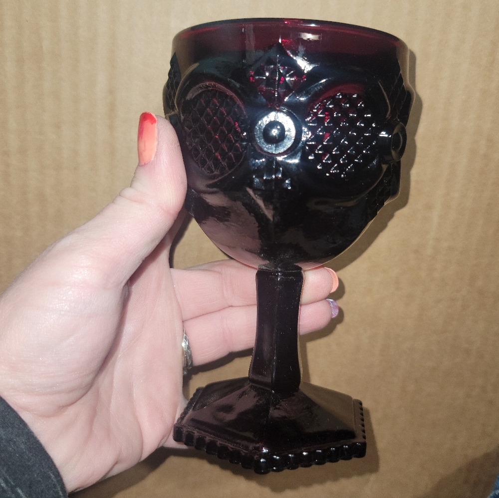 Water Goblet - Cape Cod Collection Avon Ruby  Red Vintag